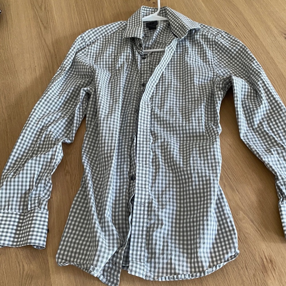H&M gingham squared dress shirt light grey